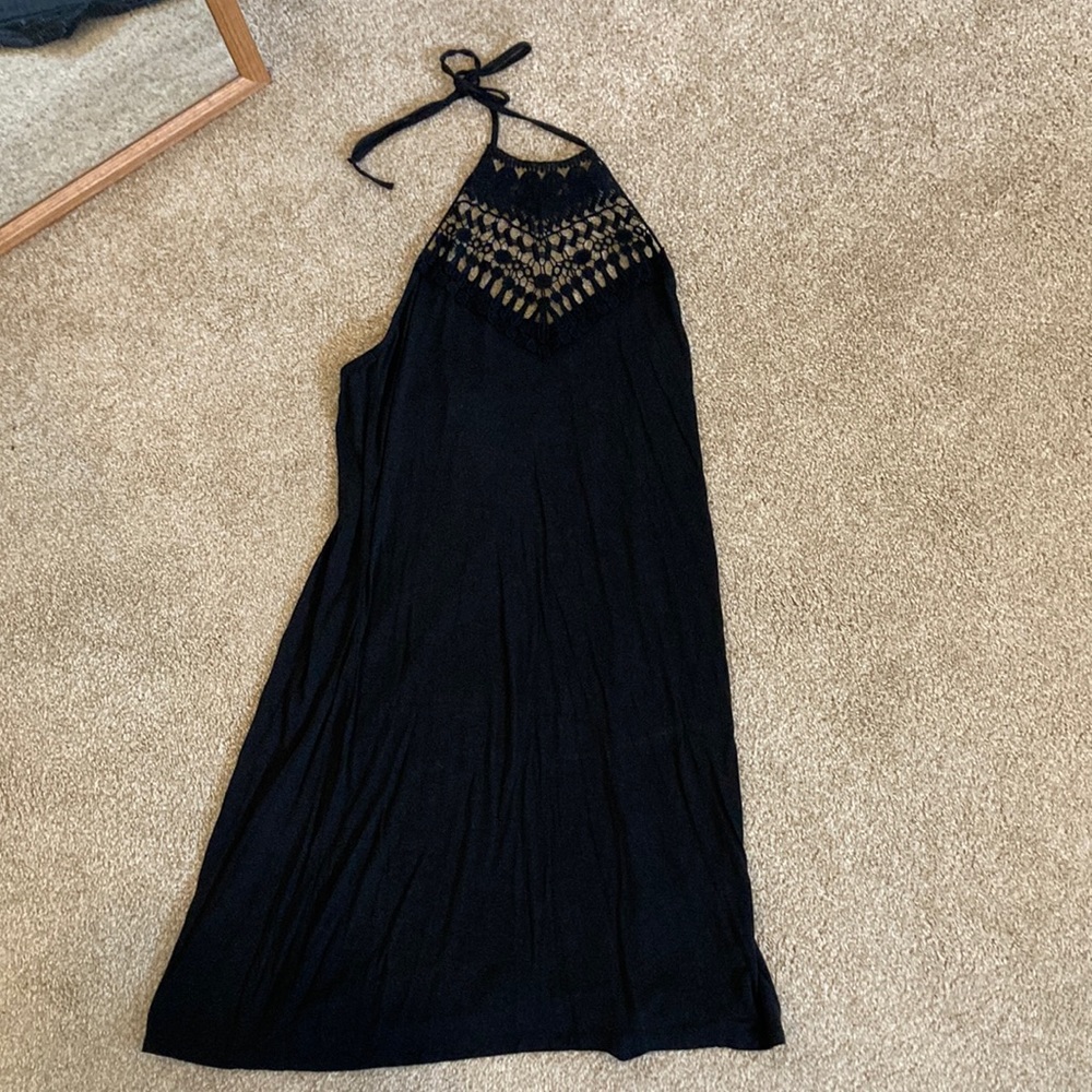 Women’s Lascana Sun Dress, Crocheted Top, Size 8, Black